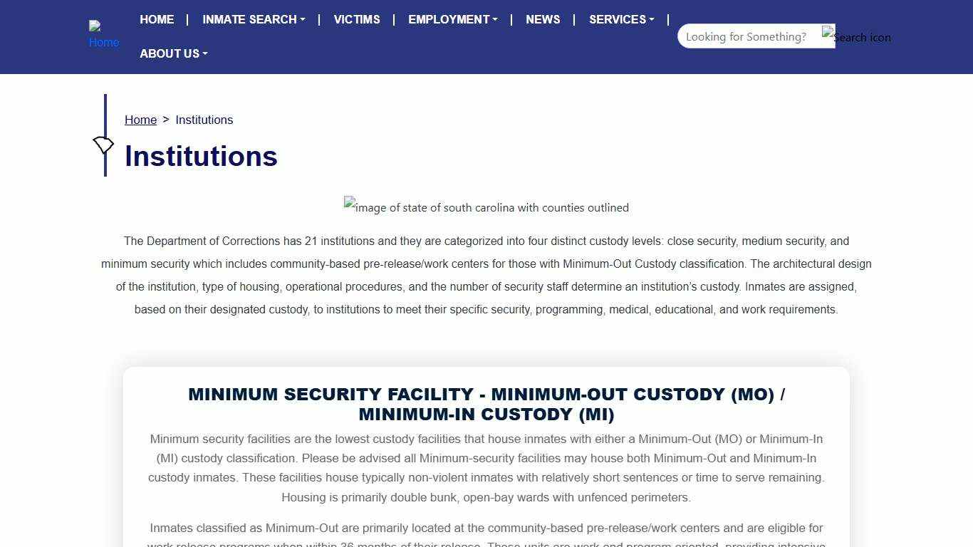 Institutions South Carolina Department of Corrections